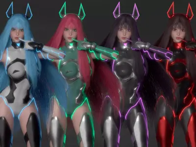 Stellar Aerith - Anime Sci-fi Girl - Game Ready Low-poly 3D model