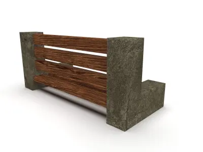 Bench street asset Low-poly 3D model