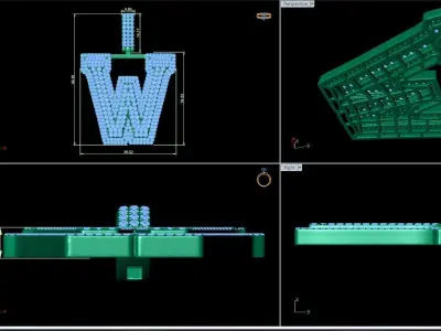 Alphabet Latter W Diamond Pendent 3D print model