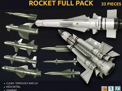 rocket full pack  Low-poly 3D model