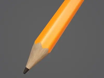 Pencil Yellow Low-poly 3D model