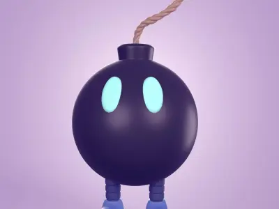 Cartoon Bomb Low-poly 3D model