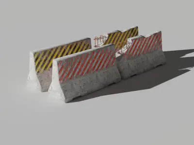 Concrete bariers Low-poly 3D model