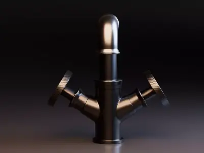 Industrial Faucet Valve Low-poly 3D model