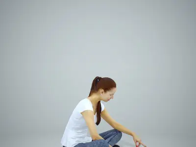 Casual Woman Sitting on the Floor CWom0311-HD2-O01P01-S 3D model