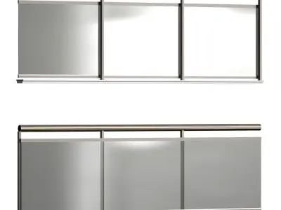 Glass railing with handrails for the balcony 3D model