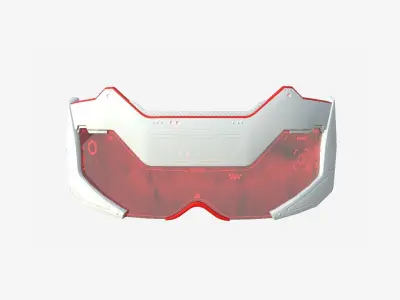 SciFi Glasses F04 White Red - Character Design Fashion Low-poly 3D model