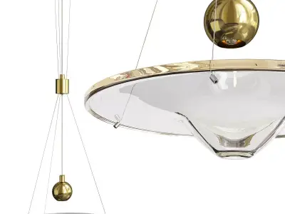 CLEPSYDRA B pendant light in brass and glass Low-poly 3D model