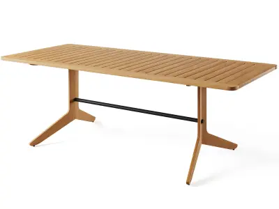 Kinney Teak Outdoor Dining Table and Dining Side Chair 3D model