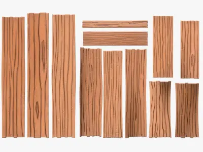 Stylized Wood Planks Low-poly 3D model