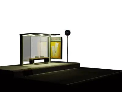 New York busstop with sign 3D model