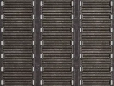 Black Sci-fi Corrugated Metal Panel with Lights PBR Seamless Texture