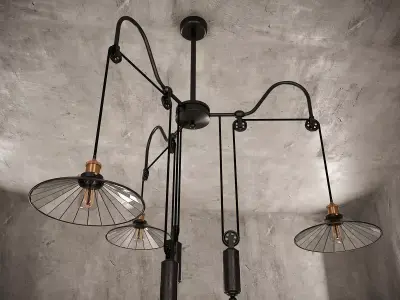 Lamp chandelier with three lights hanging from ceiling 3D model