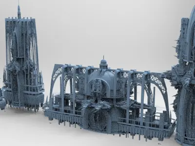 Sci Fi Fusion Emperor Tower Balcony 8 models  3D model