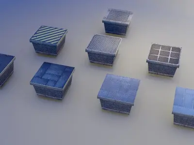 Sci fi Blocks Low-poly 3D model