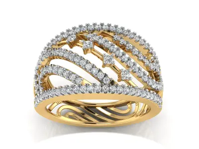 Light Weight Rose Gold Diamond Ring  -EZ R-293 3D print model