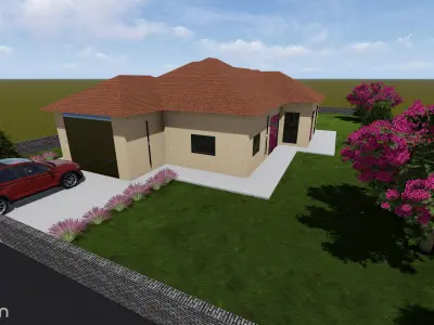 Modern Single-Story Villa Exterior  Architectural 3D Model 3D model