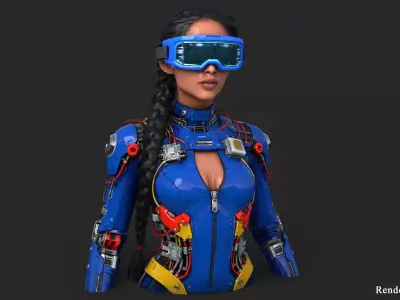 Cybernetic Girl Visor High Detail 3D model