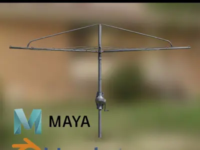 Clothesline patio umbrellas 3D model