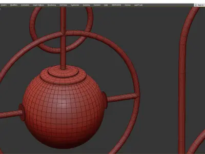 CHARADE three brass pendant lights with ball in middle Low-poly 3D model