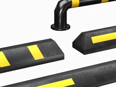 Parking wheel bumper Low-poly 3D model