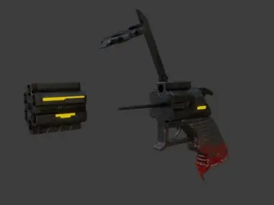Sci-fi Revolver Low-poly 3D model