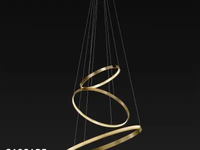 CASCADE pendant light with two rings hanging from it 3D model