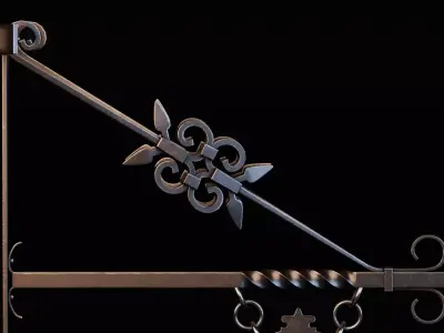 Vintage Cafe Signboard Low-poly 3D model