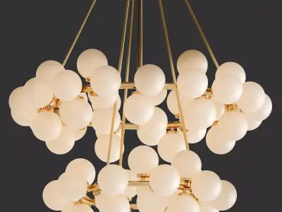 Arya 70 Light Satin Gold Chandelier 3D model