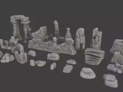 Set Ruins V01 Low-poly 3D model