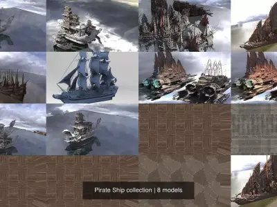 Pirate Ship collection 3D Model Pack