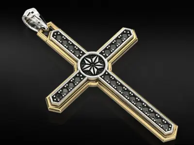 Light cross with diamonds and a star 732 3D print model