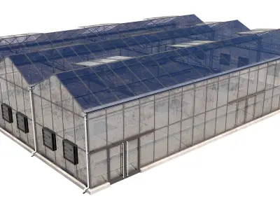 Greenhouse with two windows Low-poly 3D model