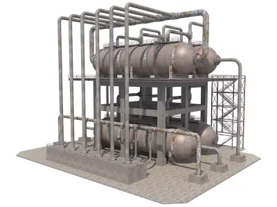 Industrial Silo 8 Low-poly 3D model