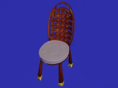 Checker backside wooden chair 3D model