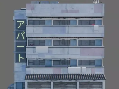 Anime building city 02 3D model