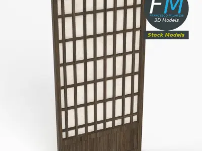 Shoji japanese paper door 3D model