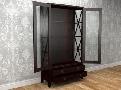 Laura Ashley Balmoral Chestnut 2 Door 2 Drawer Display Cabinet 3D model