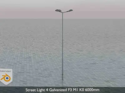 Street Light 4 Galvanized F3 M1 K0 6000mm  Low-poly 3D model