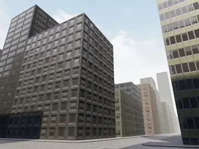 Backgorund Buildings Low-poly 3D model