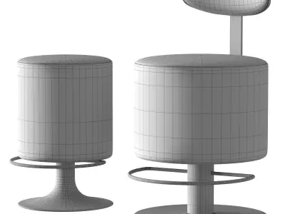 Leather bar stools Low-poly 3D model