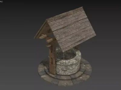 Medieval Well Low-poly 3D model 2