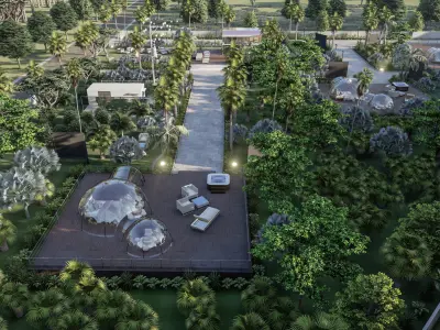 bubbles logdes tourism garden sketchup model with lumion file 3D model