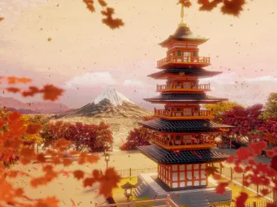 Arakurayama Sengen Park Autumn Version 3D model