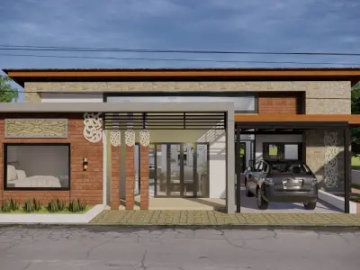 1 Floor Balinese Traditional House Design Full Interior  3D model