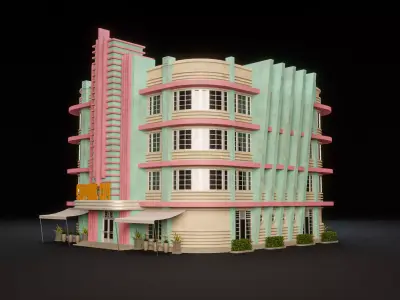 MIAMI VICE CITY ART DECO BUILDING 1 Low-poly 3D model