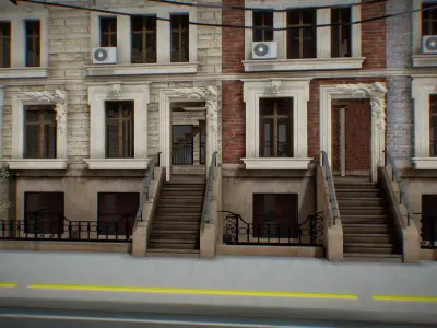 Game Ready New York Enter able Apartment Block  Low-poly 3D model