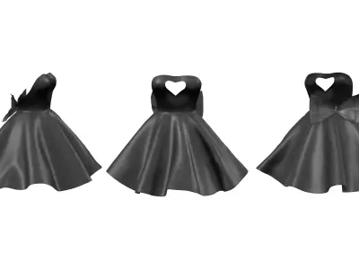 Strapless Heart Cut front Sweetheart Dress Low-poly 3D model