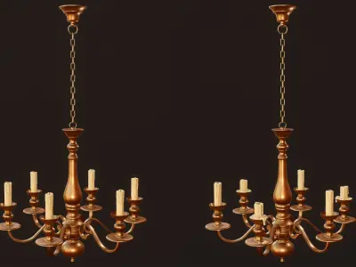 Candlesticks and Chandeliers - PBR Game Ready Low-poly 3D model