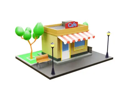 cartoon cafe 3D model